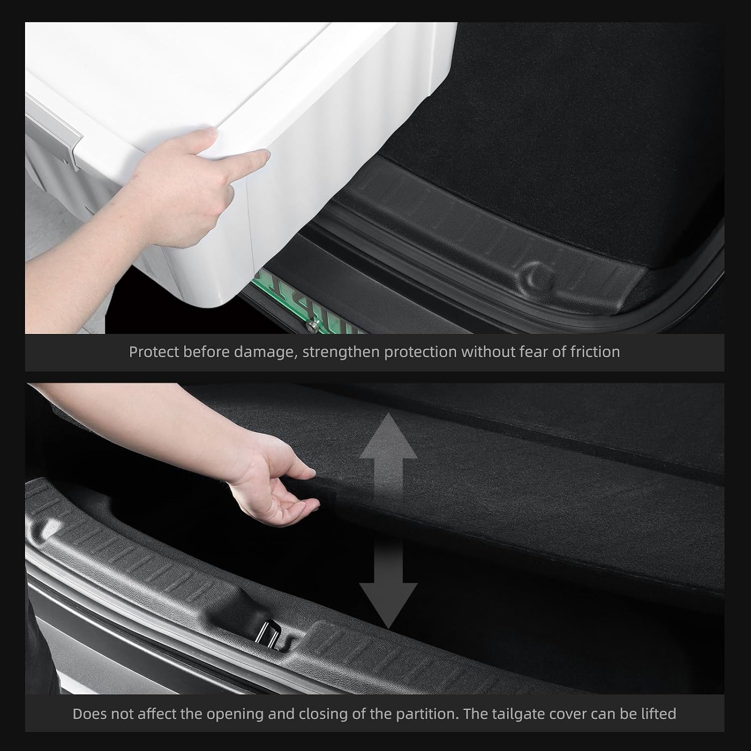 LUCKEASY Fit for Tesla Model Y Juniper 2025 2026 Front & Back Door Threshold Strip& Anti-Kick Pad|Rear Trunk Side Protective Cover|Trunk Tailgate Mat|Rear Bumper Guard