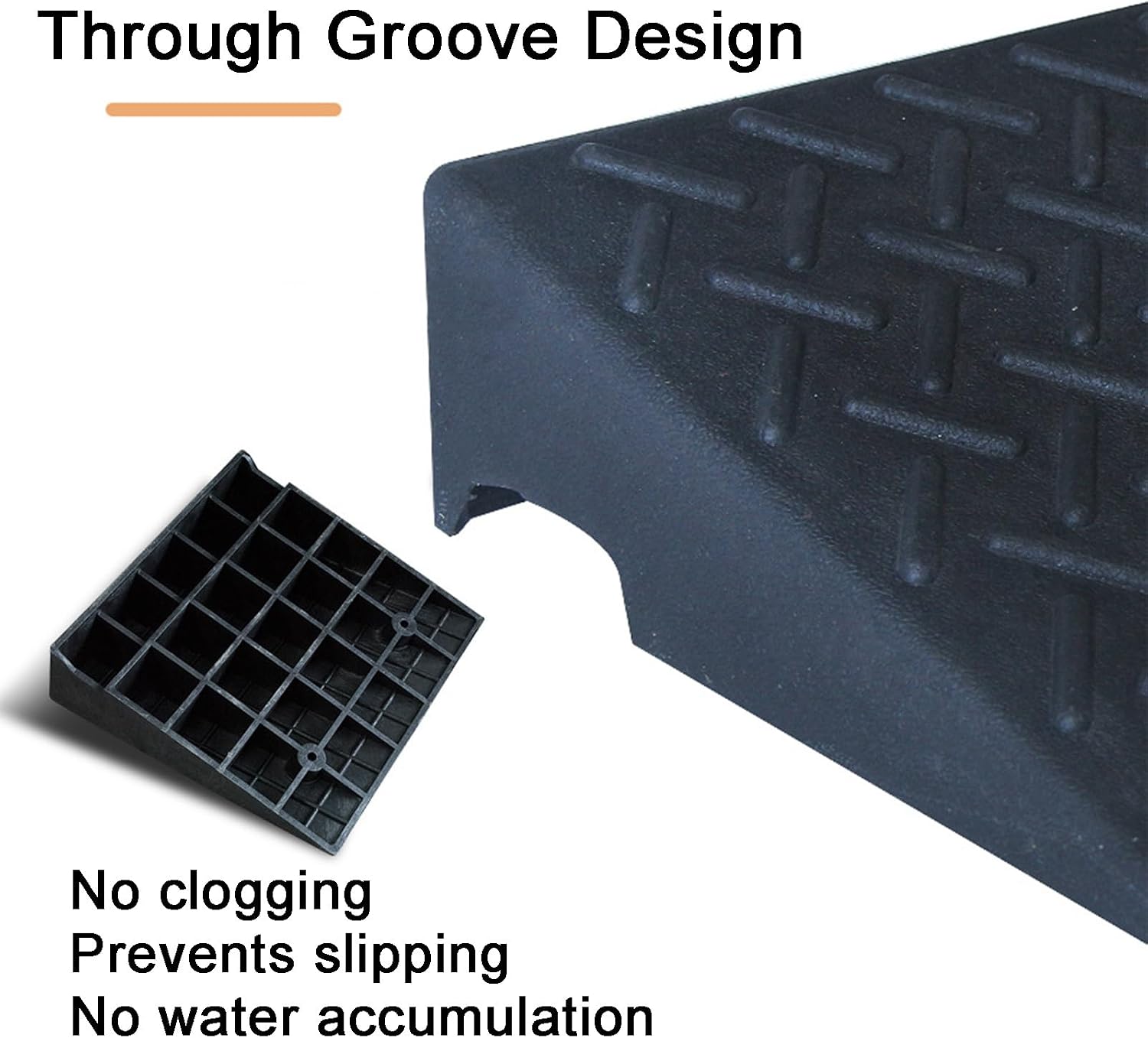 Threshold Ramp Rubber Driveway Ramp Heavy Duty Wheelchair Ramp with Slip-Resistant Surface Handicap for Doorways Steps(50 * 50 * 5cm/20 * 20 * 2in)