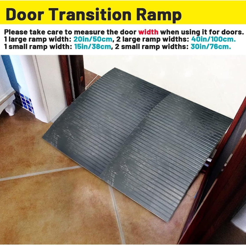 Portable Rubber Wheelchair Ramp for Doorways, 2-3 Inch Rise Non-Slip Threshold Bridge for Shower, Patio, Garage, DIY Cars, Home Shed, Supporting Frame Included
