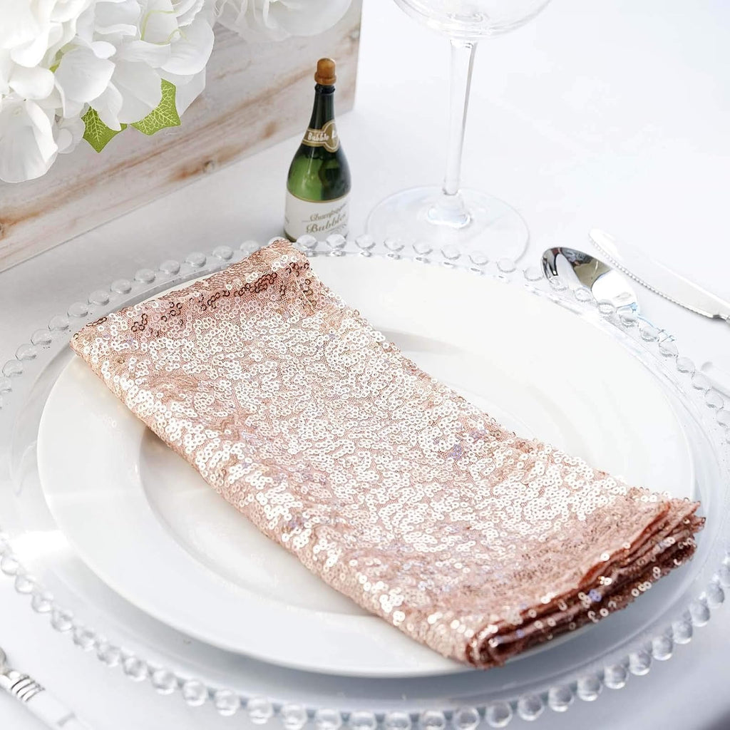 50 pcs 20-Inch Blush Sequins Napkins - for Wedding Party Restaurant Holiday Dinner