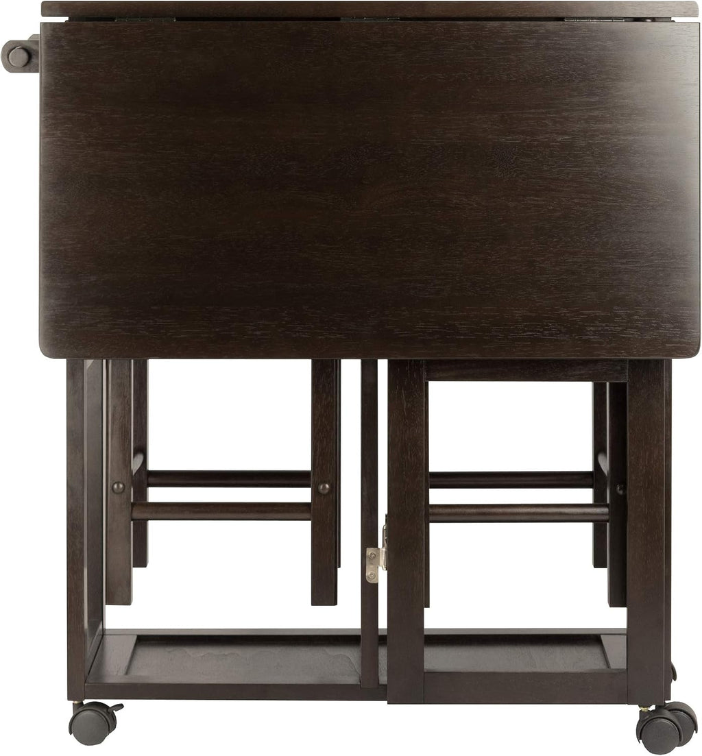 Winsome Suzanne Kitchen Table Set with Stools, 33' in Coffee, Convenient Sturdy Mobile Kitchen & Dining Room Table & Chairs with Storage for Small Spaces, Dorms, Apartments