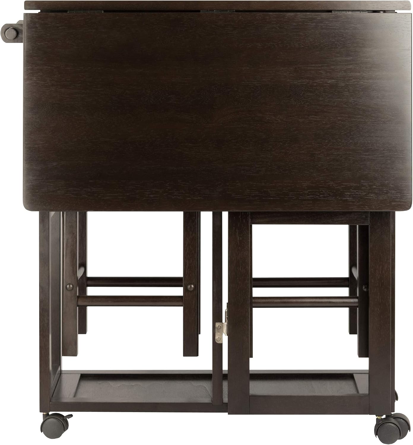 Winsome Suzanne Kitchen Table Set with Stools, 33' in Coffee, Convenient Sturdy Mobile Kitchen & Dining Room Table & Chairs with Storage for Small Spaces, Dorms, Apartments