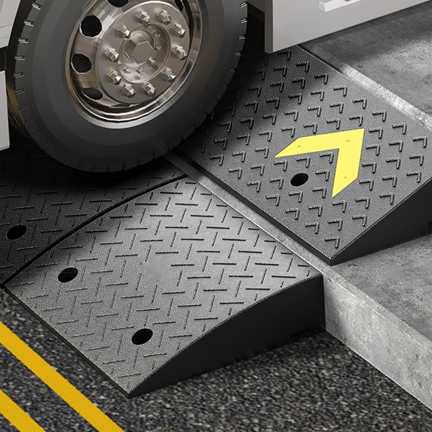 Rubber Threshold Ramp for Doorway Heavy Duty Loading Driveway Ramp for Loading Dock Sidewalk Car Truck Scooter Bike(50x32x13cm)