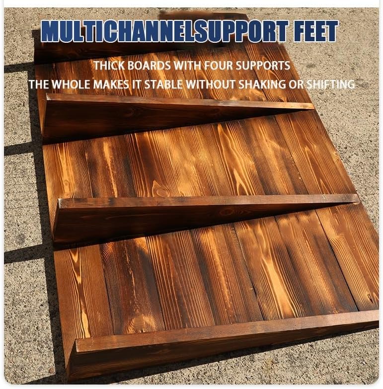 6' Rise Wood Curb Ramp, Portable Wheelchair Ramp, Non-Slip Threshold Ramp for Doorway, Steps Ramp for Cars Wheelchairs Scooter Lawn Mower(50 * 50 * 10cm/20 * 20 * 4in)