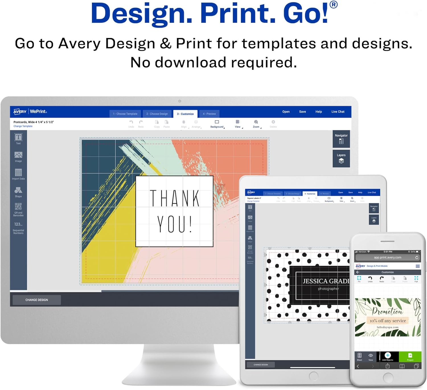 Avery Printable Postcards with Sure Feed Technology, 4' x 6', White, 6 Packs, 100 Cards per Pack, 200 Blank Postcards for Laser Printers Total (15389)