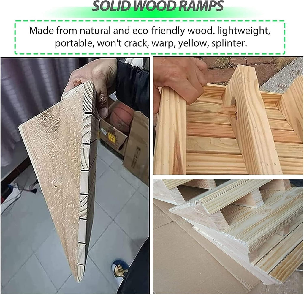 Threshold Ramp Wheelchair Ramp Non-Slip Wooden Threshold Ramp Home Steps Scooter Ramp Portable Stair Garage Kerb Ramps Roadside Slope Anti-Slip (Size : 32x35x18cm)