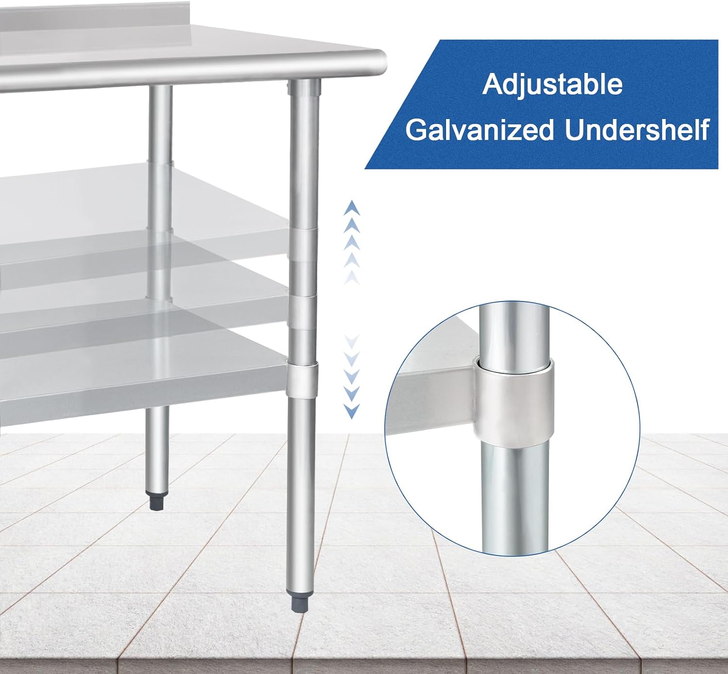 HARDURA Stainless Steel Table Prep Work Table 24 x 24 Inches NSF Heavy Duty Commercial with Undershelf and Backsplash for Food Prep