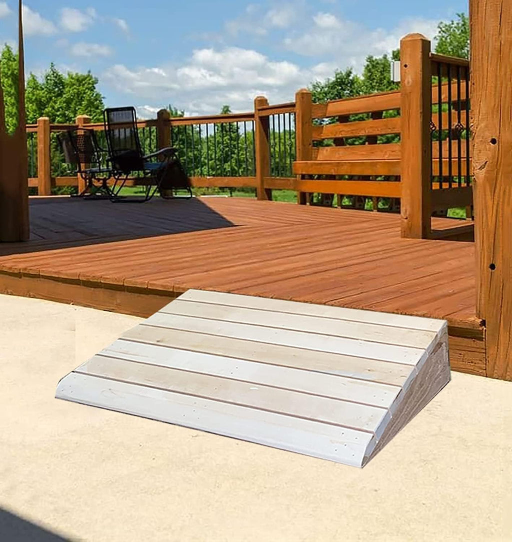 Handicap Ramps Wheelchair Ramp Wooden Threshold Ramp Non-Slip Extra Wide Doorway Handicap Ramps for Home Garden Stairs Scooter Ramp Sturdy