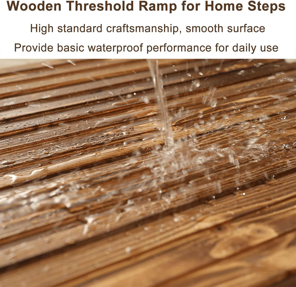 Wooden Threshold Ramp for Smooth Doorway Transitions, Non-Slip Grooves for Safety, Ideal for Home Steps and Sidewalk Curbs
