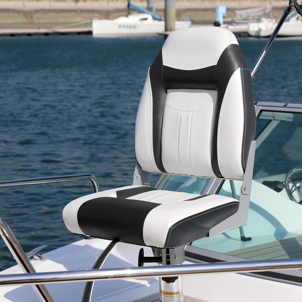 NORTHCAPTAIN S1 Deluxe A Pair of Marine High Back/Low Back Folding Fishing Boat Seat for Fishing, Bass/Jon/Pontoon Boat Chairs, 4 Mounting Screws Included