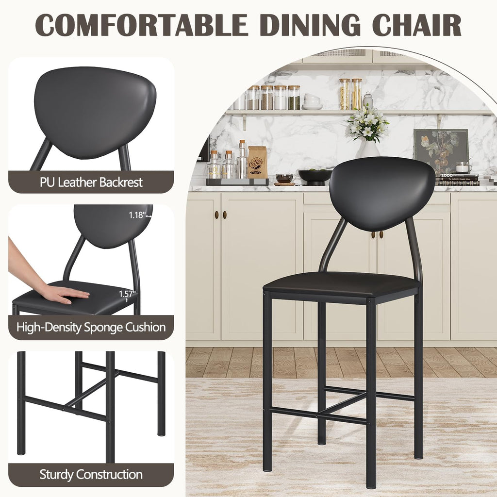 EROMMY Dining Table Set for 4, Modern Kitchen Table and Chairs with PU Leather Upholstery, Wood Dining Table with Chairs for Small Space, Dining Room, Gray