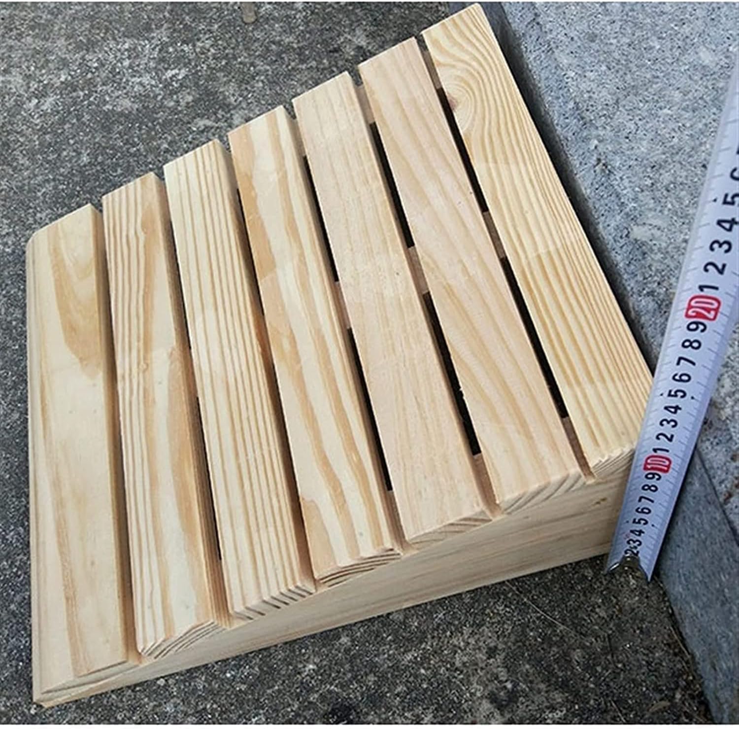 Wooden Threshold Ramp for Doorways, Portable Non Slip Curb Ramps Entrance Ramps for Wheelchairs/Steps/Driveway, Mobility Entry Ramp for Elderly(30.8x30x12cm/12.1x11.8x4.7in)