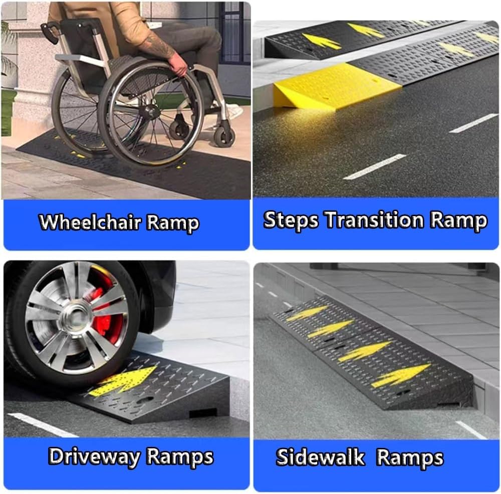 Curb ramp,Driveway ramp, Heavy Duty Automotive Ramp, 2' 4' 6' Rise Threshold for Doorway Garage Sidewalk(95x23x6 cm(37'x9'x2.4))