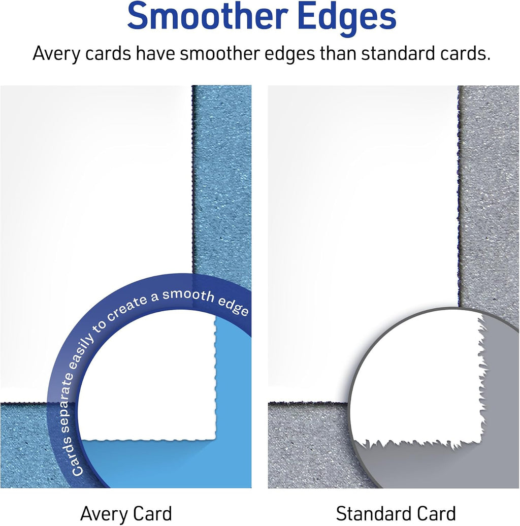 AVERY Tent Cards Metallic Gold Border 2 x 3.5 Inch | White Cardstock | Pre-scored | For Laser & Inkjet Printers | 80 Cards, Pack of 5