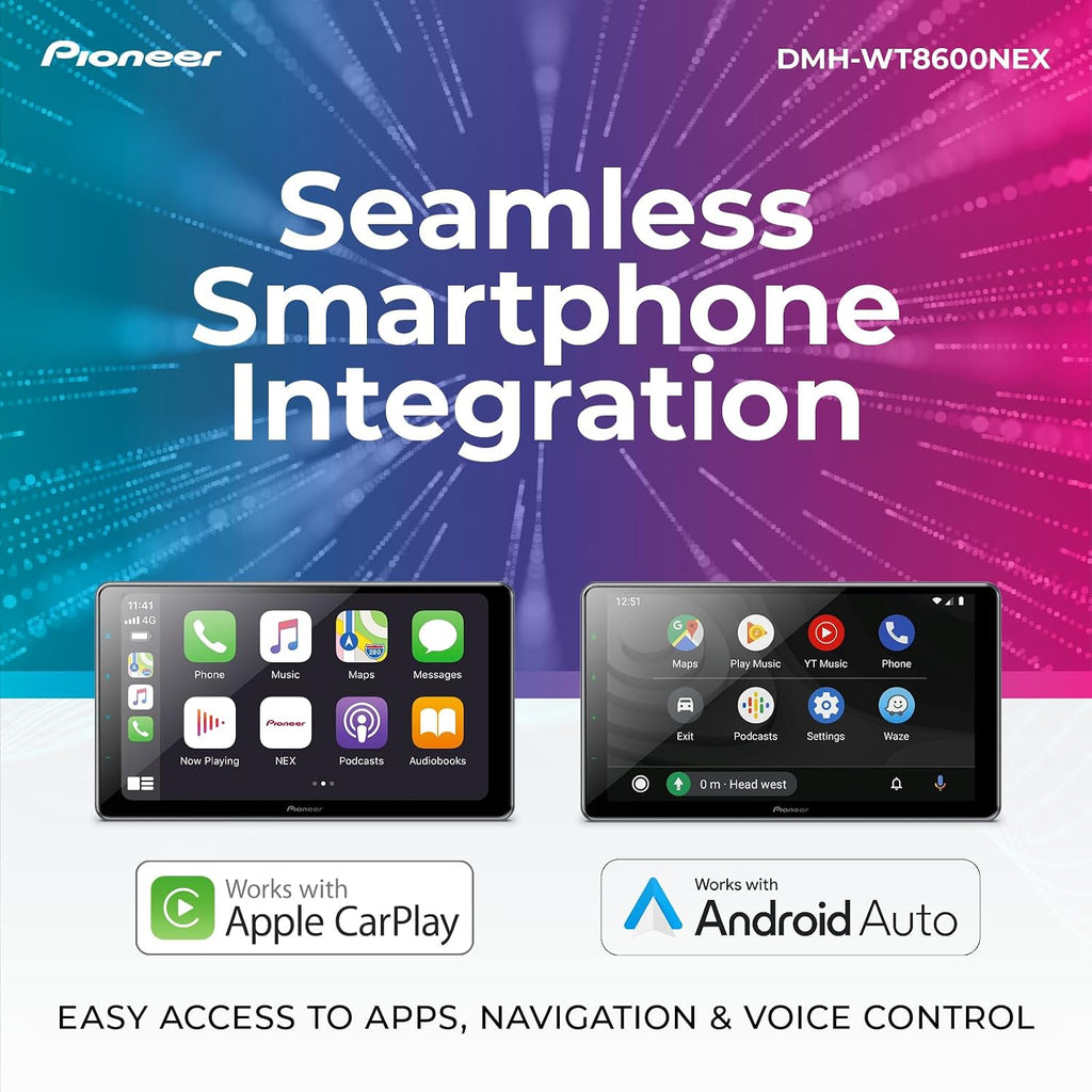 Pioneer DMH-WT8600NEX 10.1' Capacitive HD Screen, Floating Display – Wireless & Wired Apple CarPlay & Android Auto, Amazon Alexa Built-in, Bluetooth, FLAC, Backup Camera, HD Radio