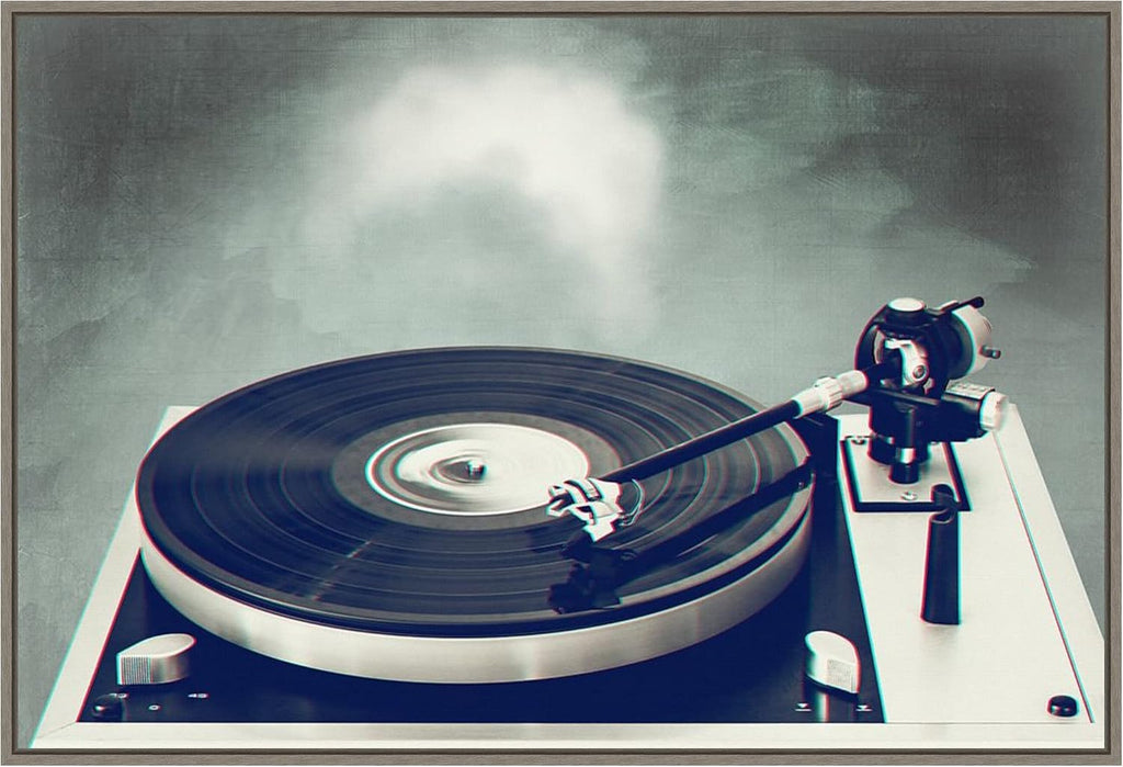 Amanti Art Framed Canvas Wall Art 23x33 Retro Record Player by Dirk Wustenhagen, Framed Wall Art Canvas, Music Artwork, Country Rustic Decor, Large Poster Painting for Living Room, Bedroom, Bathroom,