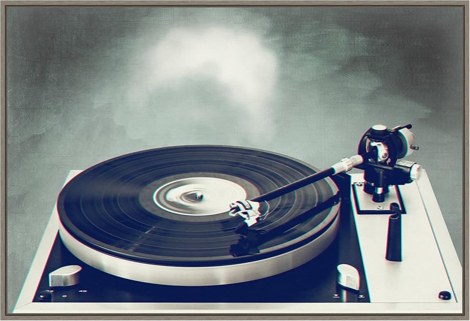 Amanti Art Framed Canvas Wall Art 23x33 Retro Record Player by Dirk Wustenhagen, Framed Wall Art Canvas, Music Artwork, Country Rustic Decor, Large Poster Painting for Living Room, Bedroom, Bathroom,
