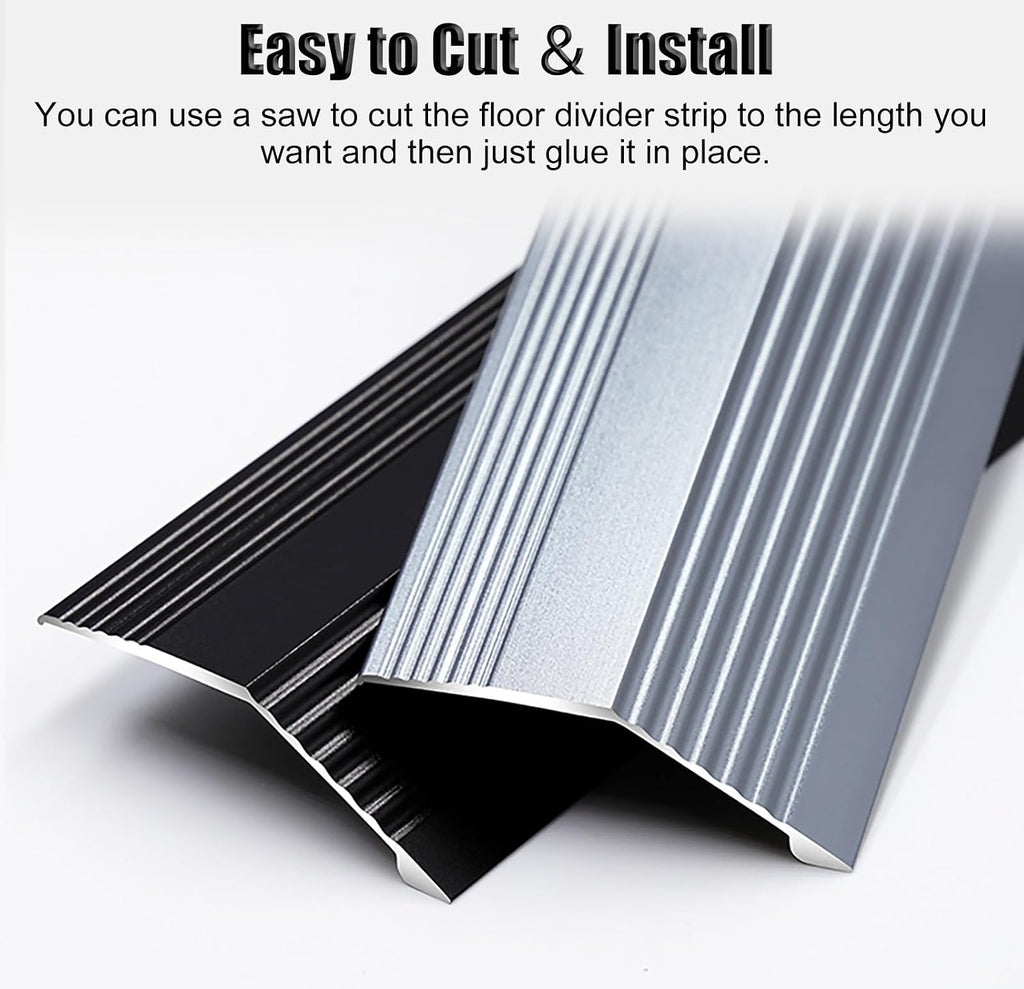 Vibeo Threshold Strip 90 100 110 120 130 140 150 Cm Long Uneven Floor Transition Strip, Aluminum Door Threshold Strips for High Drop, Anti Slip Edging Trim Bar(Black,120cm(47 1/4'))