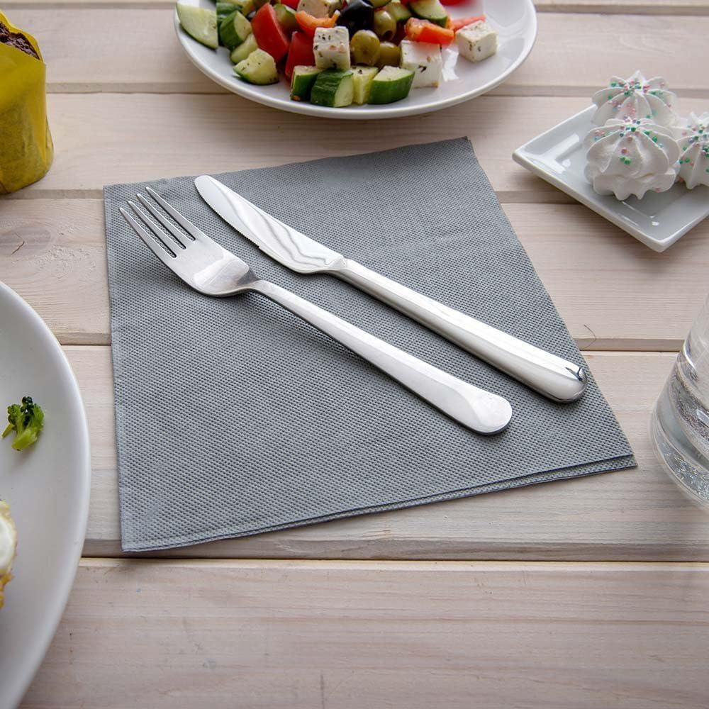 Restaurantware Luxenap 15.75 Inch Disposable Napkins 600 Soft Linen Like Napkins - Absorbent Air Laid Black Denim Inspired Paper Cloth Like Napkins Pre-folded For Dinner Party Guests