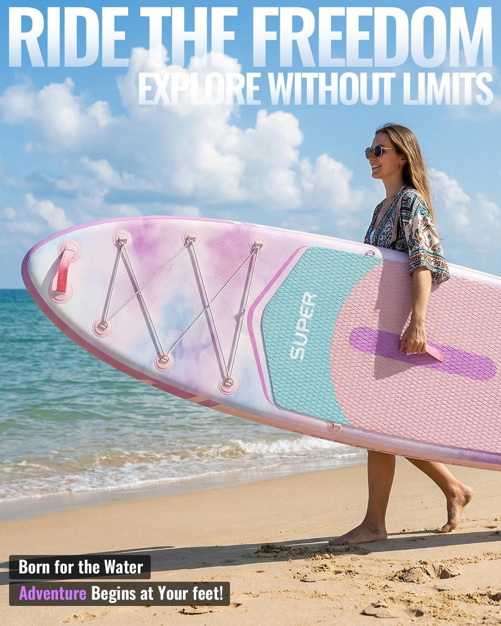 10'6''x33''Inflatable Stand Up Paddle Board, 400lbs Extra Wide Stand Up Paddleboard with Kayak Seat, Anti-Slip EVA Deck Premium SUP Accessories Kit, Non-Slip Stable Deck Boat