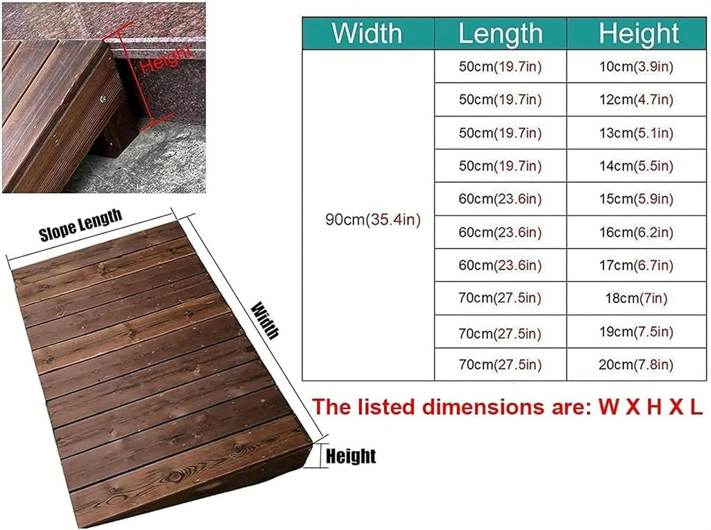 Threshold Ramp, Wooden Threshold Ramp for Doorway - Pine Threshold Ramp - Wood Angled Entry - Rated 880lbs Load Capacity - for Wheelchair and Scooter