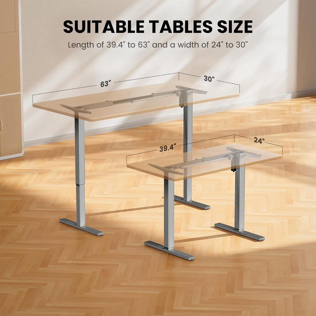 ErGear Electric Stand up Desk Frame,4 Memory Height Settings Height Adjustable Table Legs, Sit Stand Desk Frame Up to 47.2' , Ergonomic Standing Desk Base Workstation, Grey Frame Only