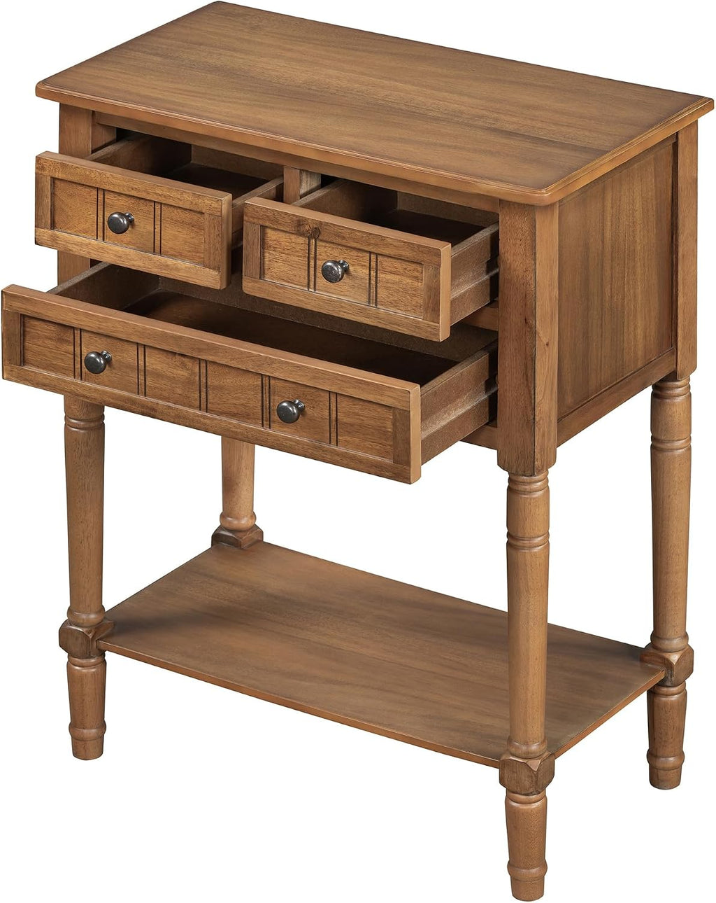 LKTART Small Solid Wood Sofa Table,Console Table with Drawers and Bottom Shelf, Entryway Hallway Foyer Entry Table for Living Room(23.7' Natural)