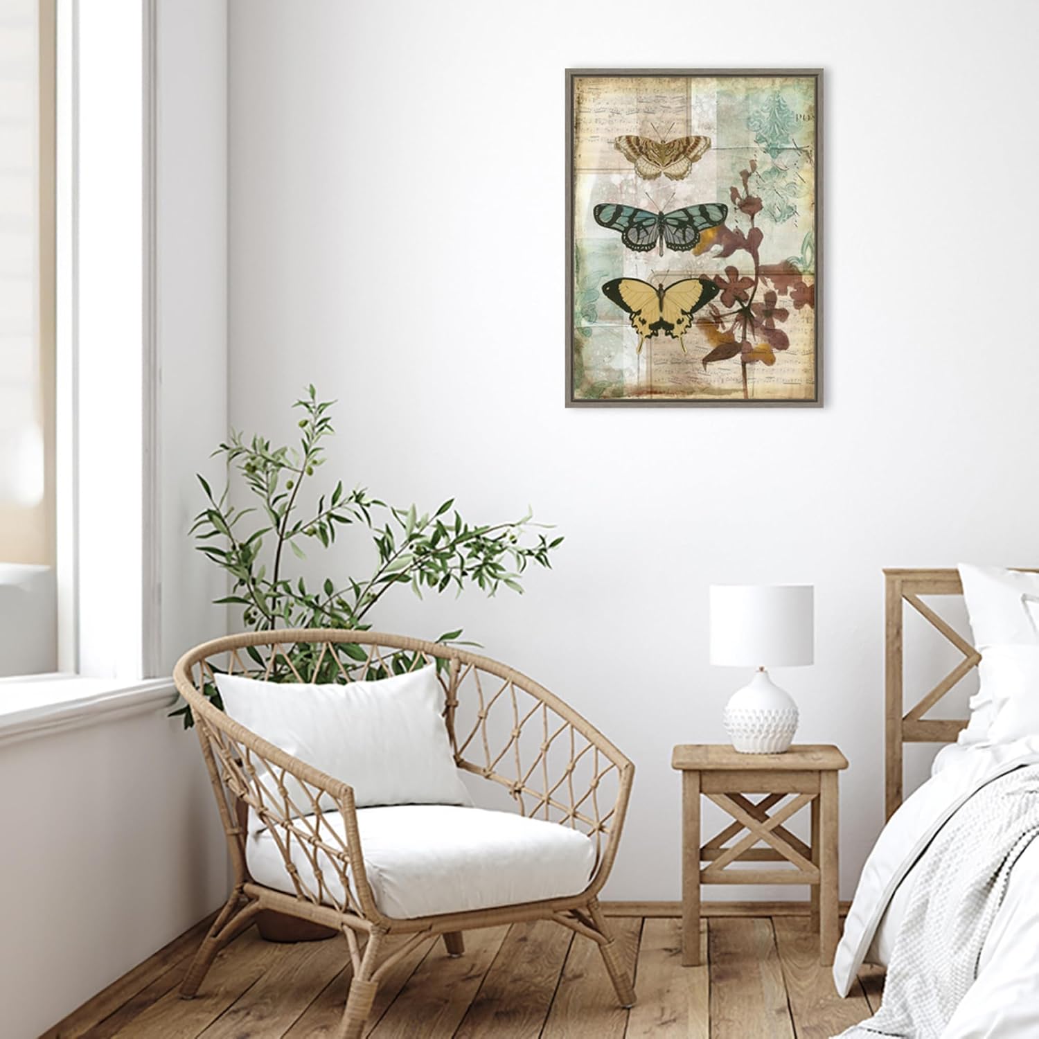 Amanti Art Framed Canvas Wall Art 30x23 Music Box Butterflies I by Jennifer Goldberger, Framed Wall Art Canvas, Animals Artwork, Country Rustic Decor, Large Poster Painting for Living Room, Bedroom,