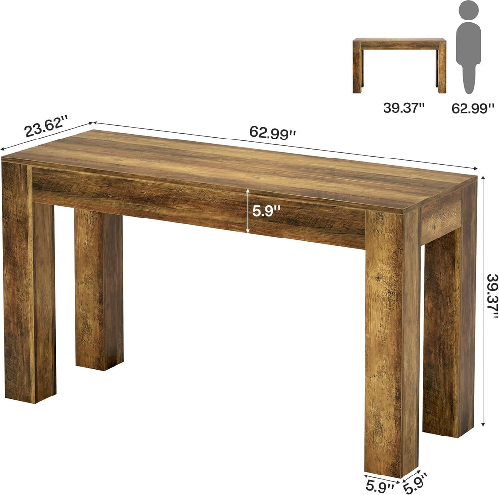 Tribesigns 63' Long Bar Table, Wooden Counter Height Table with 4 Legs, Rectangular Pub Table for Kitchen, Home Bar & Living Room, Rustic Brown (Rustic Brown)