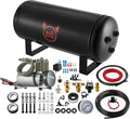EVIL ENERGY 2 Gallon Air Tank and Compressor Kit 6 Ports 1/4' NPT 150PSI Rated 12V Compressor Air Tank for Air Horn, Inflating Tires, Car, Truck, Suspension Systems, Train Horn, DIY Pneumatic Tools