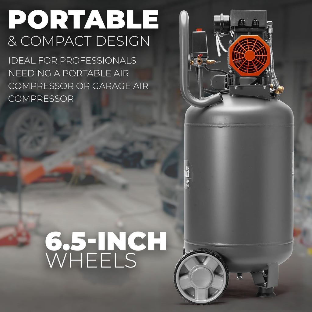 XtremepowerUS 2HP Air Compressor, 13 Gallon Ultra Quiet 1450W, 4.9CFM@90PSI, Oil-Free Air Compressor, 65dB Low Noise, Max 116PSI for Garage, Home Use, Tire Inflation, Nail Gun, DIY Projects