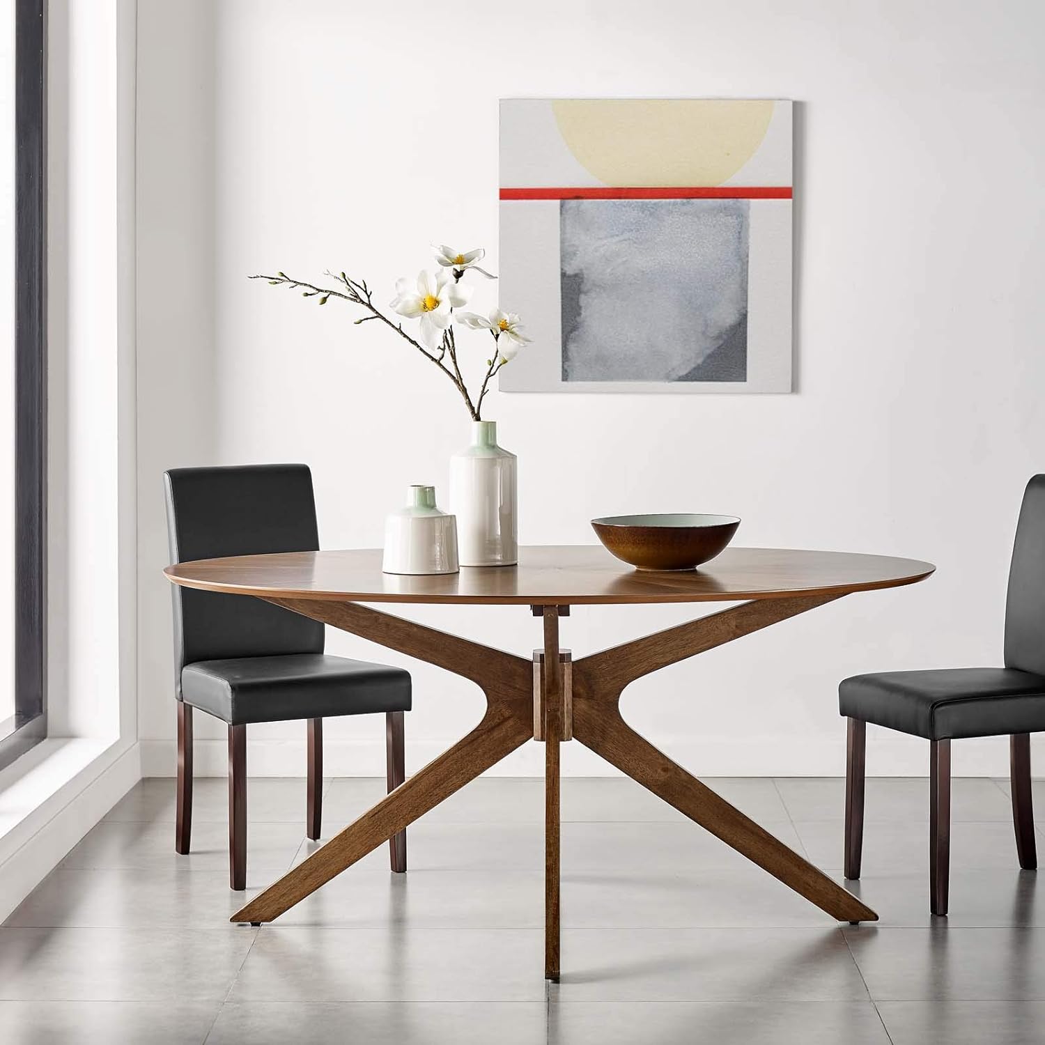 Modway Crossroads 63' Oval Wood Dining Table, Walnut