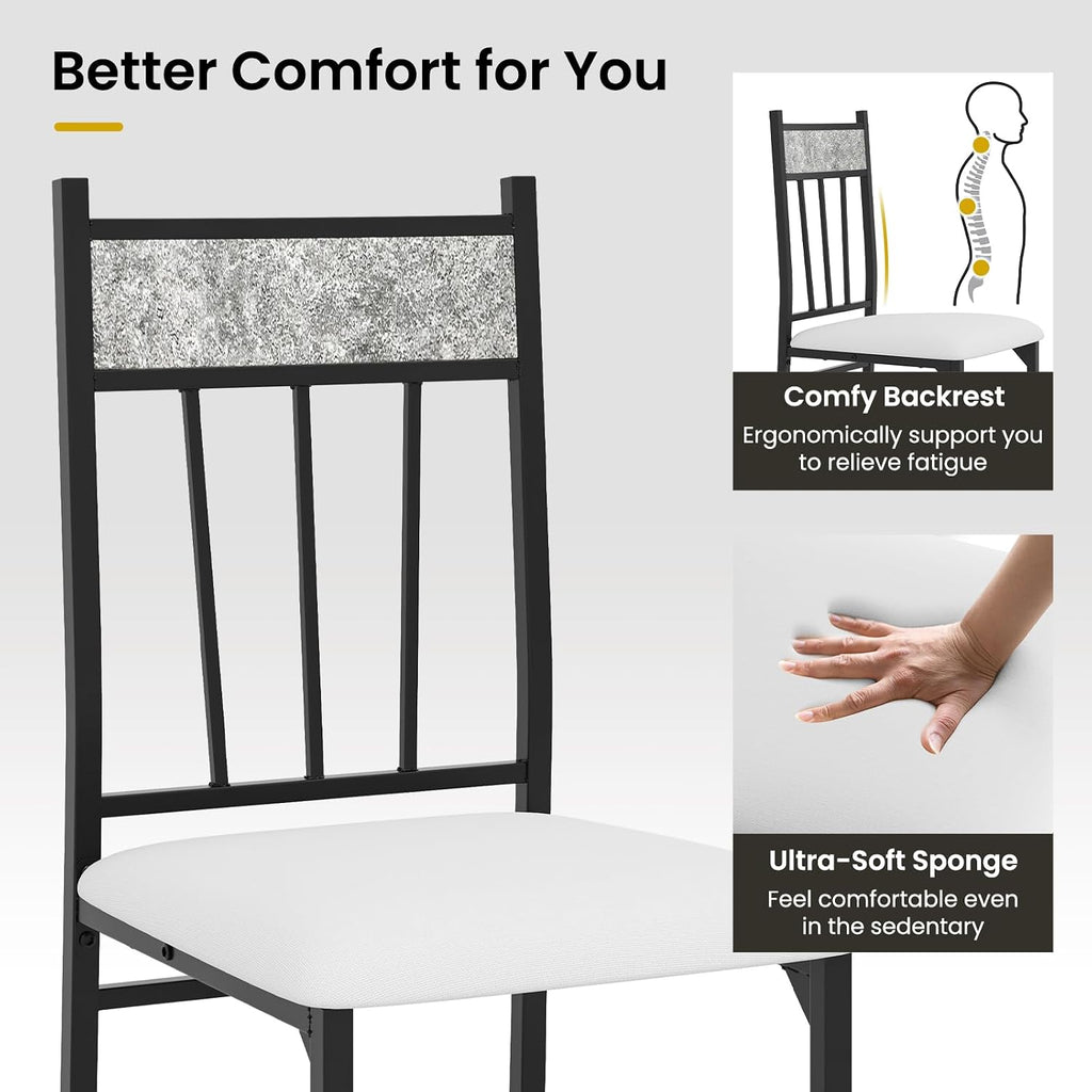 Tangkula Dining Table Set for 4, Kitchen Table and Chairs Set with Metal Frame & Padded Seat, Dining Table and Chairs Set of 4 for Dining Room, Space Saving