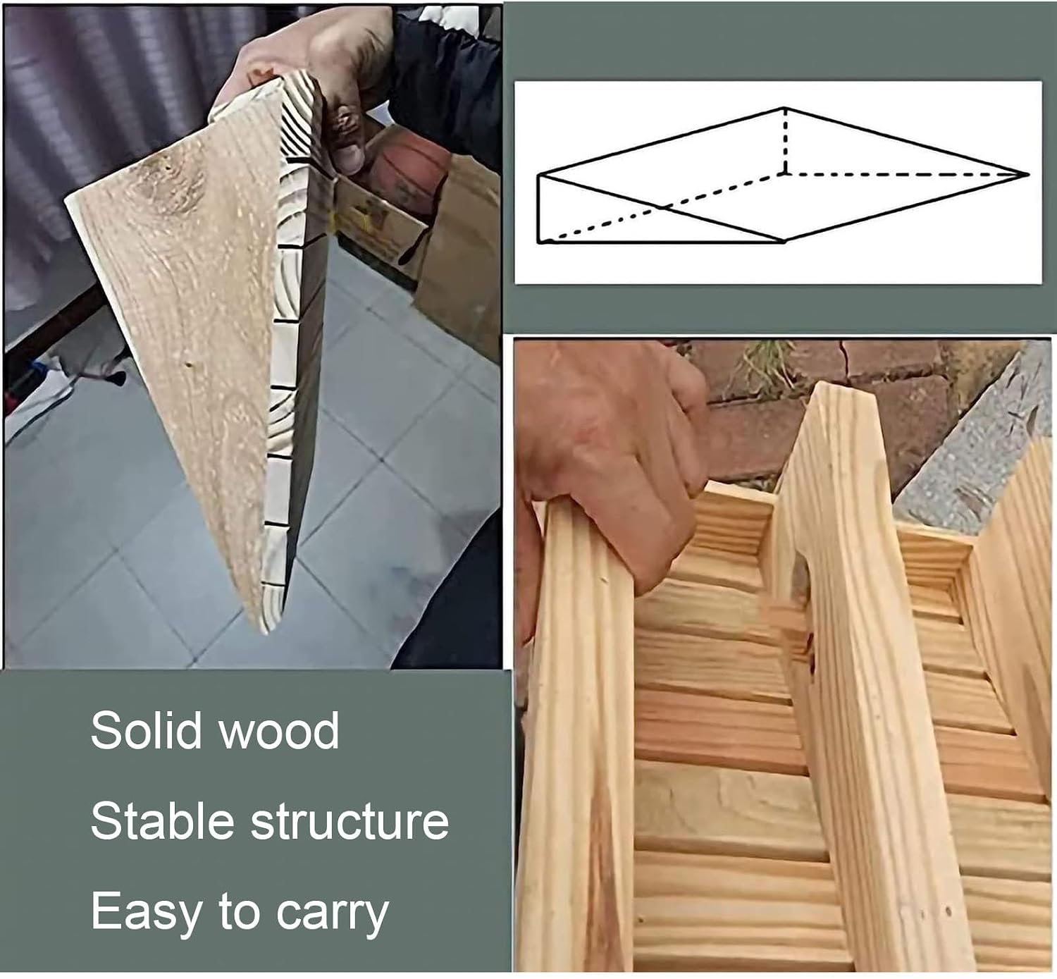 SHYP Wheelchair Ramp Portable Non-Skid Wooden Threshold Ramp Wheel Chair Ramp for Home Steps Access Entry Doorways, 2-6 inch Rise (Size : 13.3x11.8x5.1in/33.8x30x13cm)