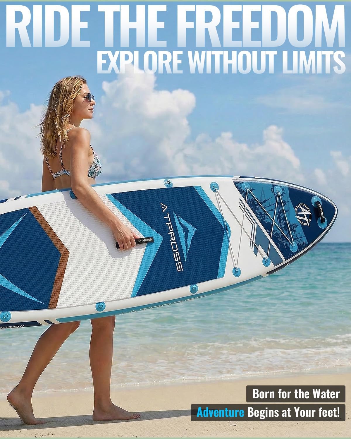 10'6''x33''Inflatable Stand Up Paddle Board, 400lbs Extra Wide Stand Up Paddleboard with Kayak Seat, Anti-Slip EVA Deck Premium SUP Accessories Kit, Non-Slip Stable Deck Boat