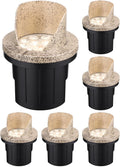 LEONLITE Dia. 4 Inch Well Lights Landscape LED In Ground, Shielded Top, 3000K Warm White, 12-24V AC/DC CRI90 Low Voltage Garden Landscaping, Rock Color Aluminum Housing, Pack of 6