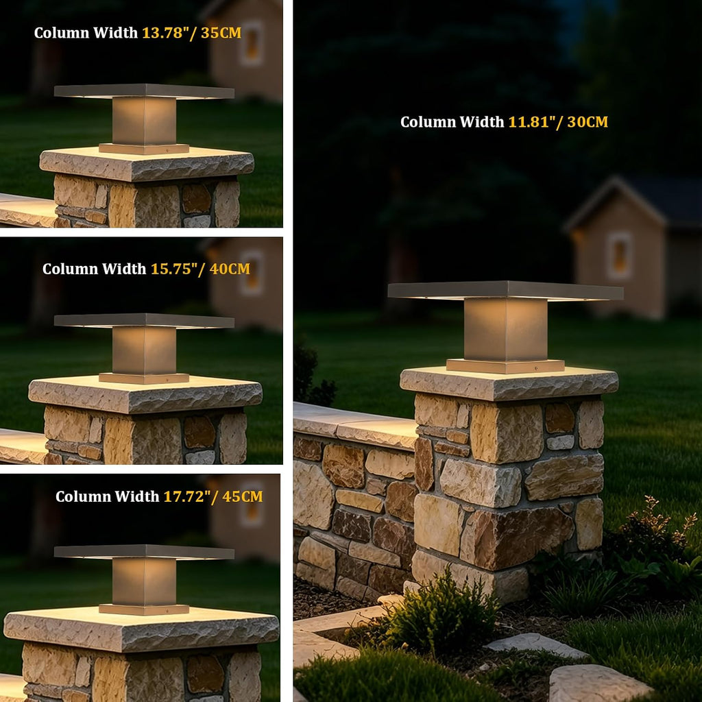 Outdoor Post Lights Modern 3000K LED Column Caps Lights Waterproof Outside Housing Pillar Lights Hard Wired Landscape Pathway Lamp Fence Deck Caps Lanterns For Gate Mailbox Pier Pedestal Lighting