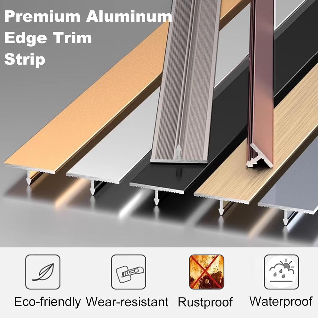 Extra Narrow Metal Floor Divider Cover Transition Strip Black Room Strip,T-Shaped Seam Joining for Door Threshold and Flooring Gaps (W 1 3/10 in/33mm,40 in/101.6cm)