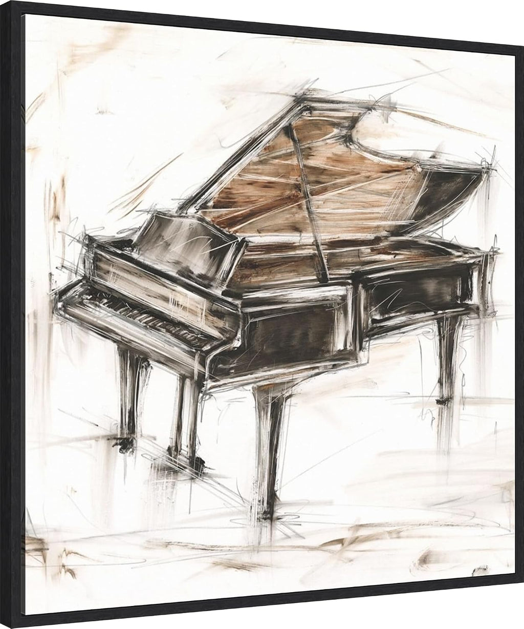 Amanti Art Framed Canvas Wall Art 30x30 Grand Piano Study by Ethan Harper, Framed Wall Art Canvas, Music Artwork, Modern Decor, Large Poster Painting for Living Room, Bedroom, Bathroom, Kitchen,
