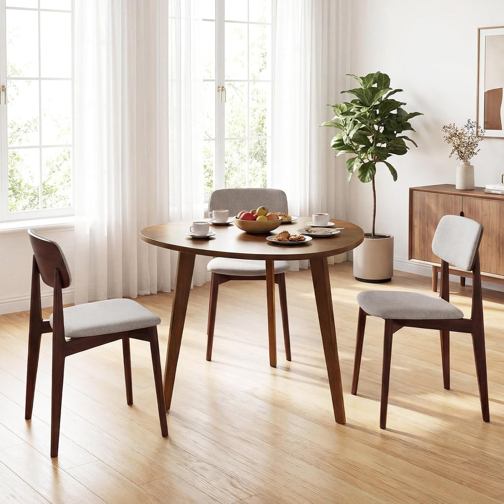Giantex 35.5' Dining Table for 2-3, Farmhouse Wooden Kitchen Table with Solid Rubber Wood Legs, Space-Saving Dinner Table for Dinette, Living Room, Dorm, Home Office, Walnut
