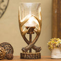 BLACK FOREST DECOR Antler Lodge Uplight Lamp - Rustic Lodge Lamp with Seeded Glass Globe