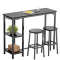 Bealife Bar Table with Bar Stool Set for 2 People, Pub Table Set with 2 Shelves and Glass Holder, Kitchen Bar Table Set for Kitchen, Living Room, Dining Room (Black)