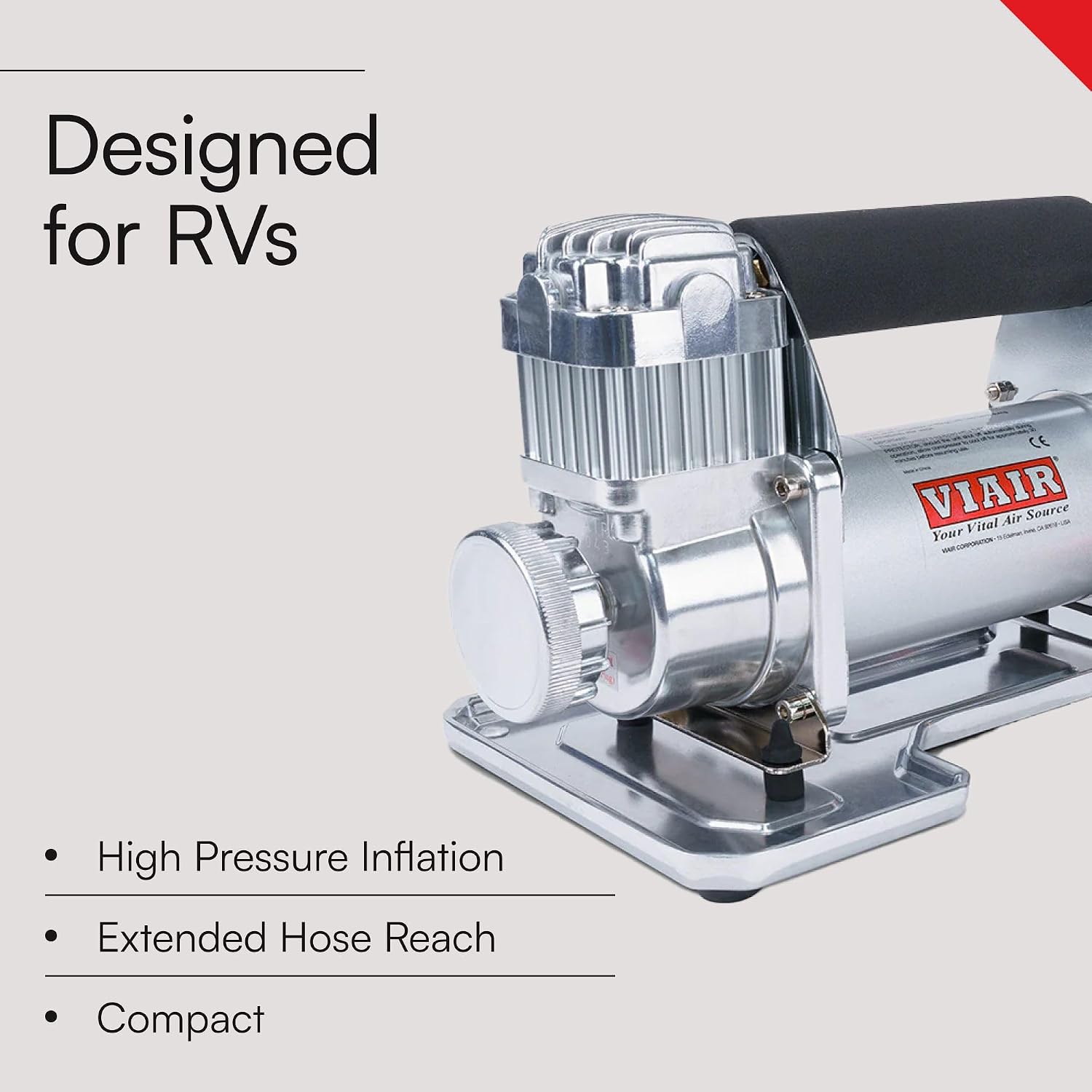 VIAIR 400P RV 12-Volt(12v) Automatic Portable Compressor Kit, RV Tire Inflator/Pump, For Class C Motorhomes, 150 PSI 40047