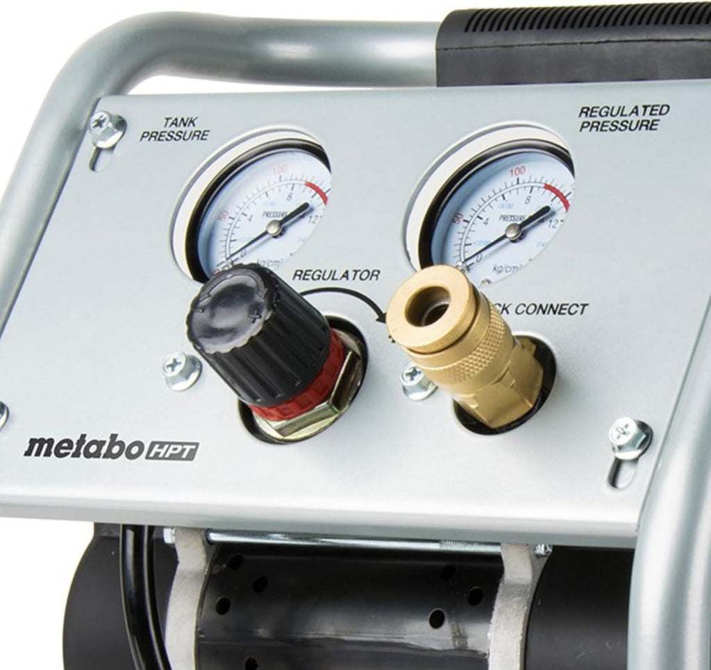 Metabo HPT Quiet Air Compressor, Portable 1 Gallon Oil-Free Air Compressor, Ultra-Quiet Operation at 59 dB, Universal Quick Coupler for Fast Tool Changes, Compact and Lightweight, EC28M