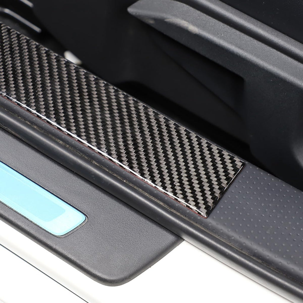 Real Carbon Fiber Car Door Interior and Exterior Threshold Strips Anti-Scratch Welcome Pedal for Subaru BRZ 2022+ Decoration Accessories (Black)