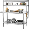 DWVO 42x24in Stainless Steel Table, NSF Metal Prep Worktable with Adjustable Overshelf for Kitchen Restaurant Hotel Garage Warehouse Home