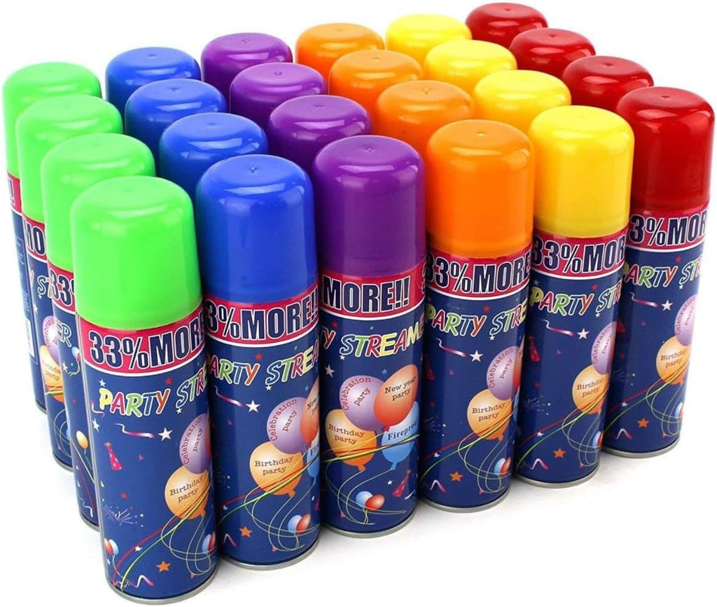 96 Pack of Party Streamer Spray String in a Can Children's Kid's Party Supplies,Birthday Party,New Year Party,Celebration, Perfect for Parties/Events