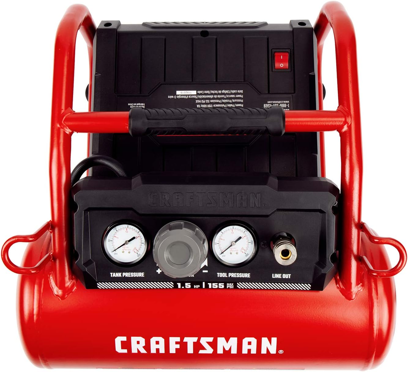 Craftsman Air Compressor 3 Gallon Portable Hotdog Air Compressor, Max 155 PSI 2.6 CFM@90psi Oil-Free Electric Workshop Air Compressors, CMXECXA0200341