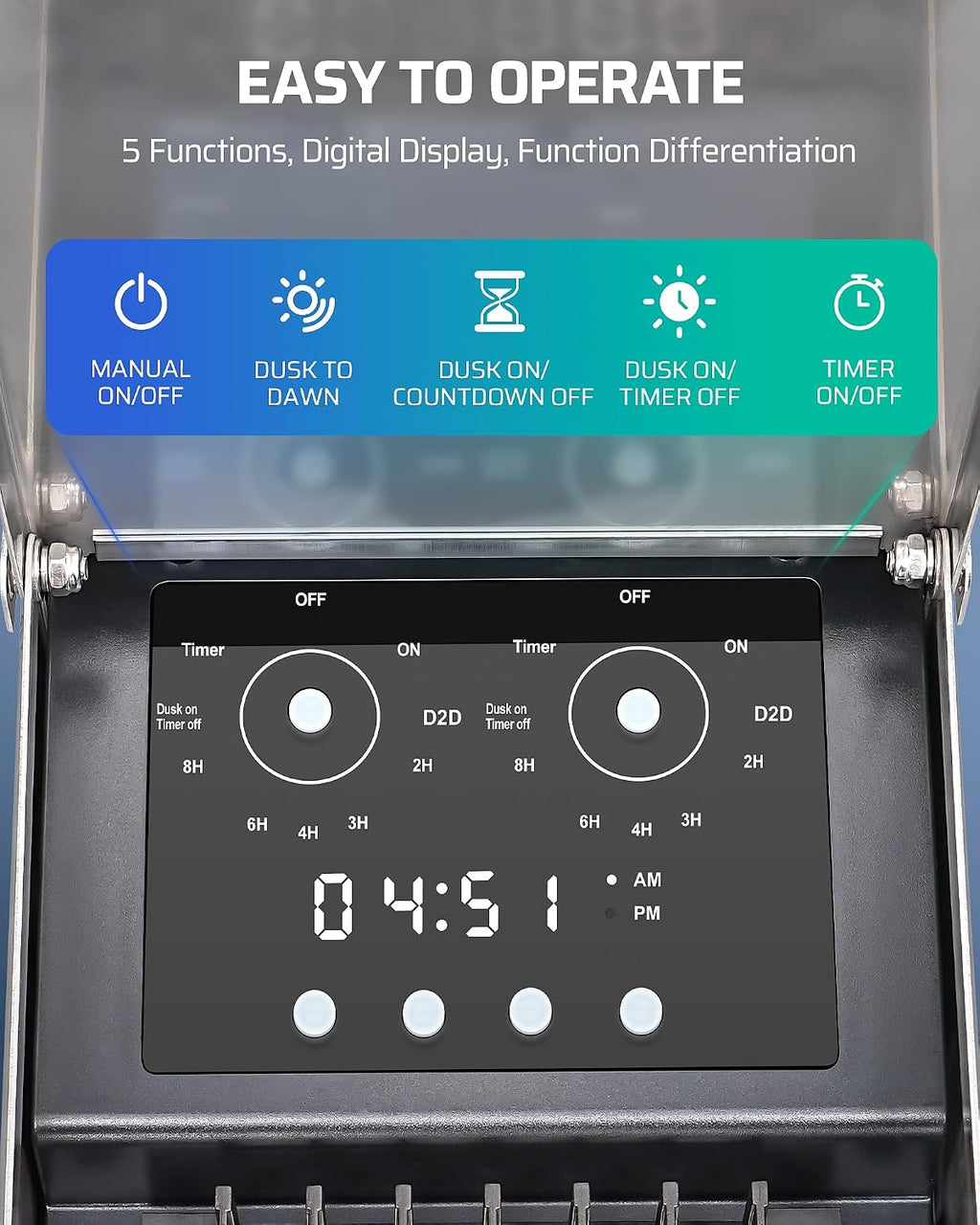 DEWENWILS 300W Low Voltage Landscape Transformer, Multi Zone, Low Voltage Transformer with Photocell Sensor & Timer, 120V to 12V/14V, Weatherproof for Deck Light, Pool Light, ETL Listed