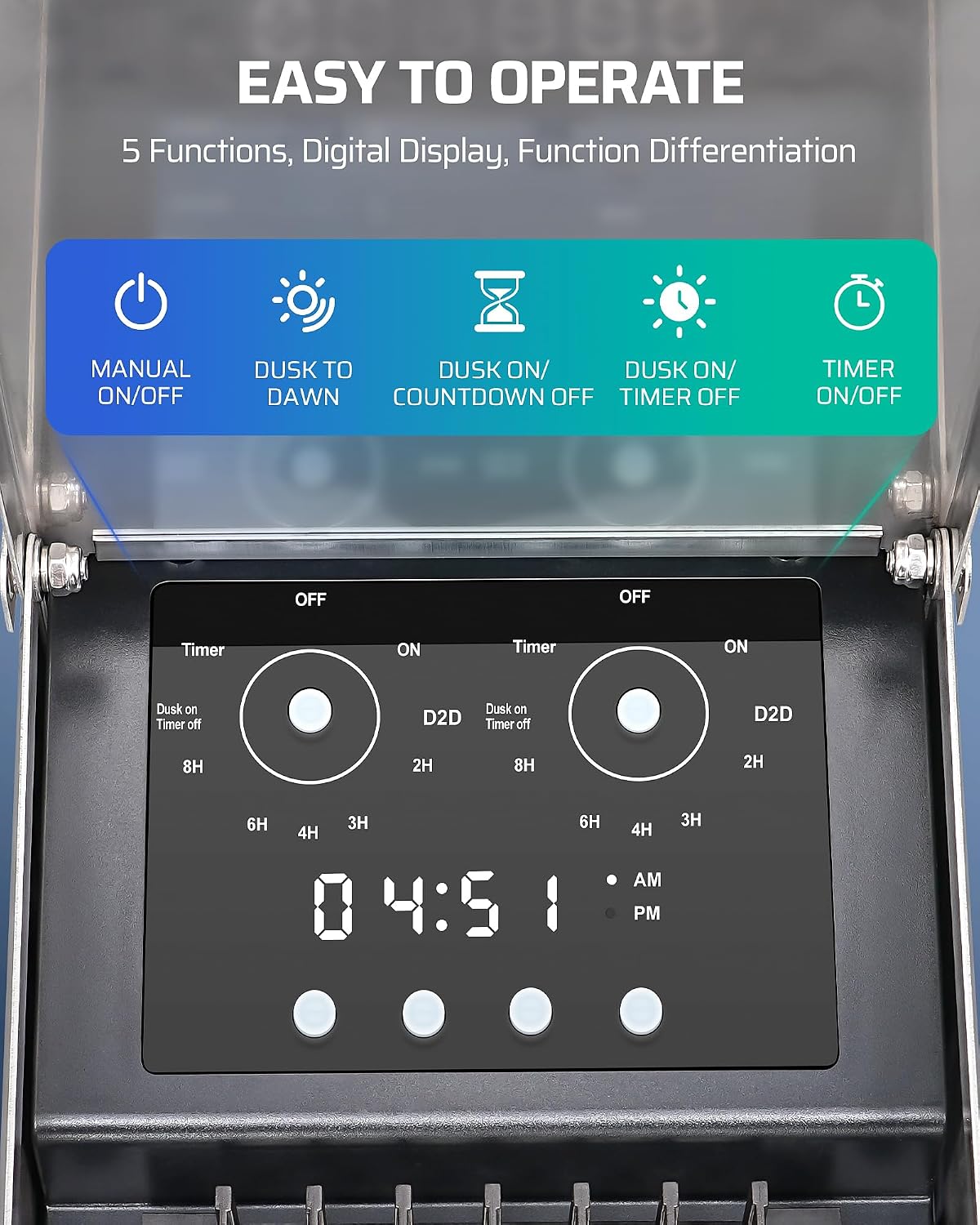 DEWENWILS 300W Low Voltage Landscape Transformer, Multi Zone, Low Voltage Transformer with Photocell Sensor & Timer, 120V to 12V/14V, Weatherproof for Deck Light, Pool Light, ETL Listed